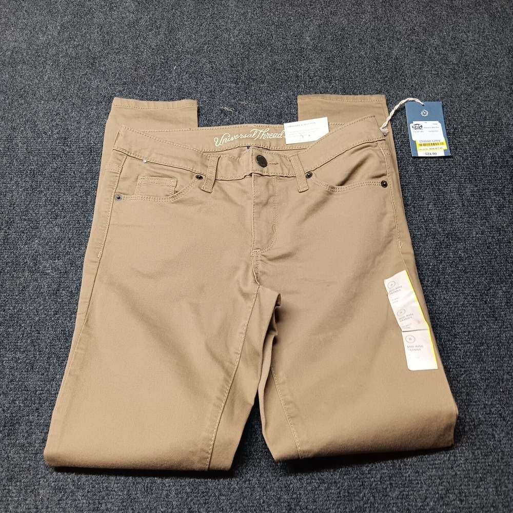 NWT Universal Thread‎ Pants Women 0 / 25 Short Tan Mid Rise Skinny